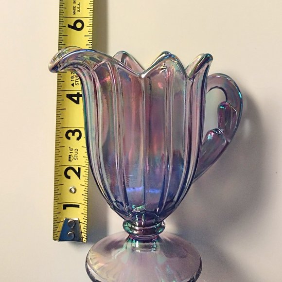 VTG FENTON Lavender Iridescent Art Glass ~ Petal Design 5" Creamer Pitcher *Read - Picture 7 of 12